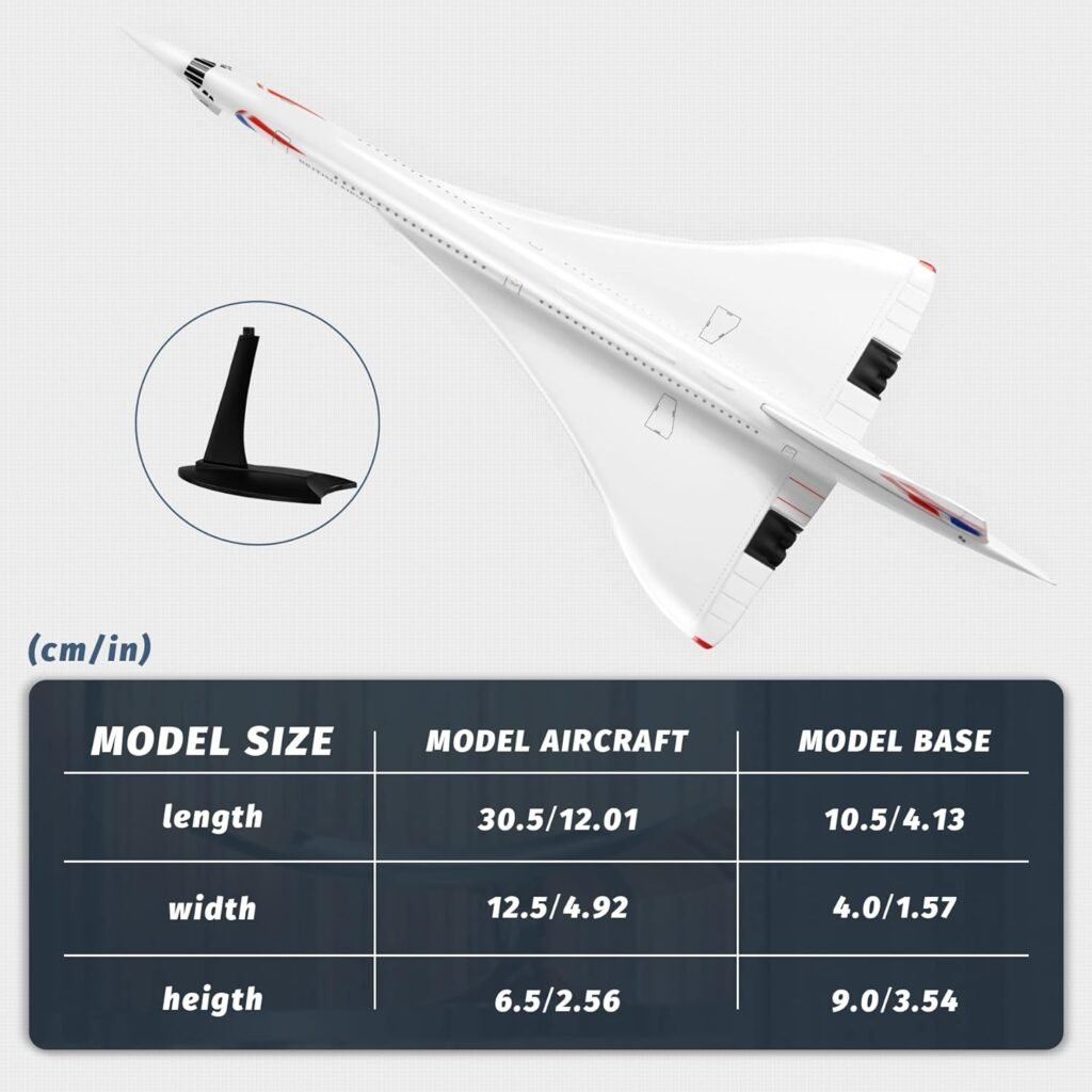 Lose Fun Park 1:200 Scale British Airways Concorde Model Airplane G-BOAG Alloy Diecast Airplane Model Plane Kits for Adults Collection and Gift