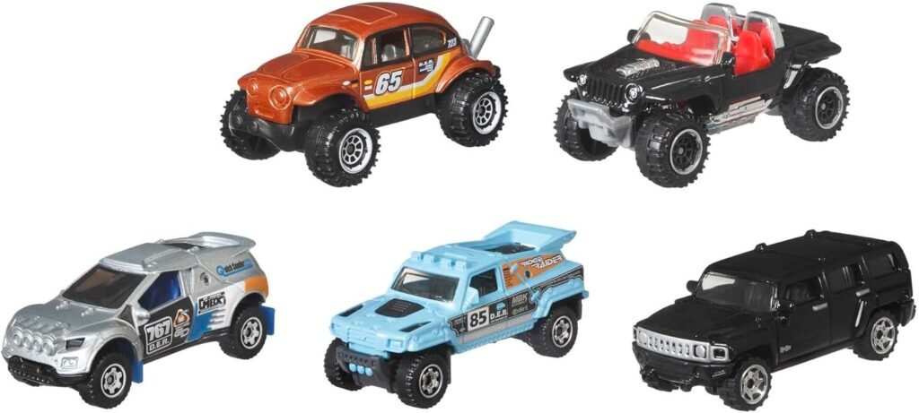 Matchbox 5-Pack of 1:64 Scale Vehicles, 5 Toy Car Collection of Real-World Replicas for Kids 3 Years Old  Up [Styles May Vary] , Blue