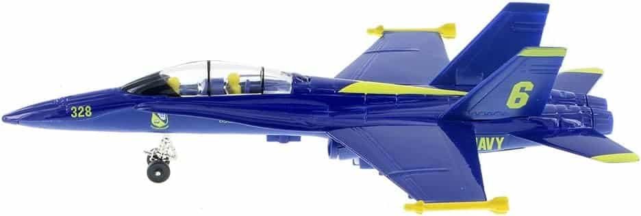 Playmaker Toys 🛦 United States Navy Blue Angels F/A-18 Super Hornet Fighter Jet 9inch Die Cast Metal Model Toy w/Pullback Action