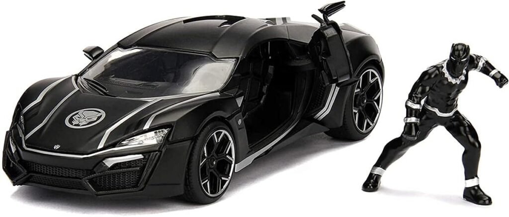 Rubber Marvel Black Panther  Lykan Hypersport Die-cast Car, 1:24 ScaleVehicle  2.75 Collectible Figurine