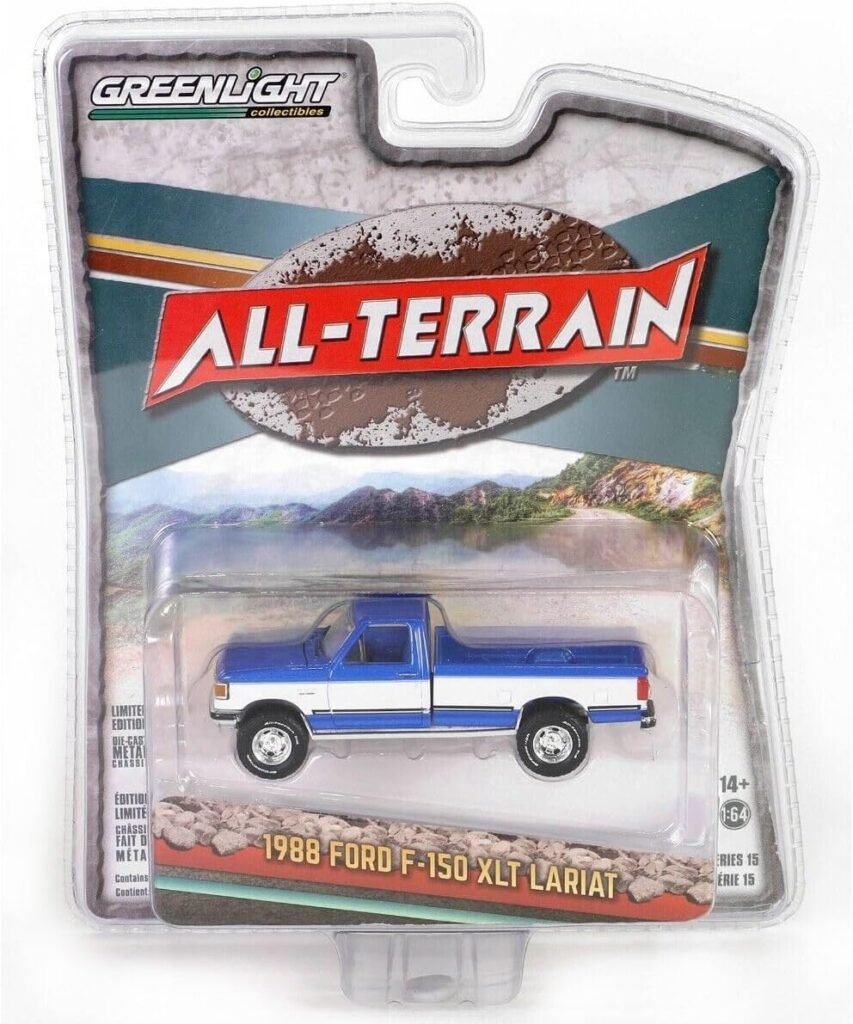 1988 F-150 XLT Lariat Pickup Truck Blue Metallic and White with Blue Interior All Terrain Series 15 1/64 Diecast Model Car by Greenlight 35270D