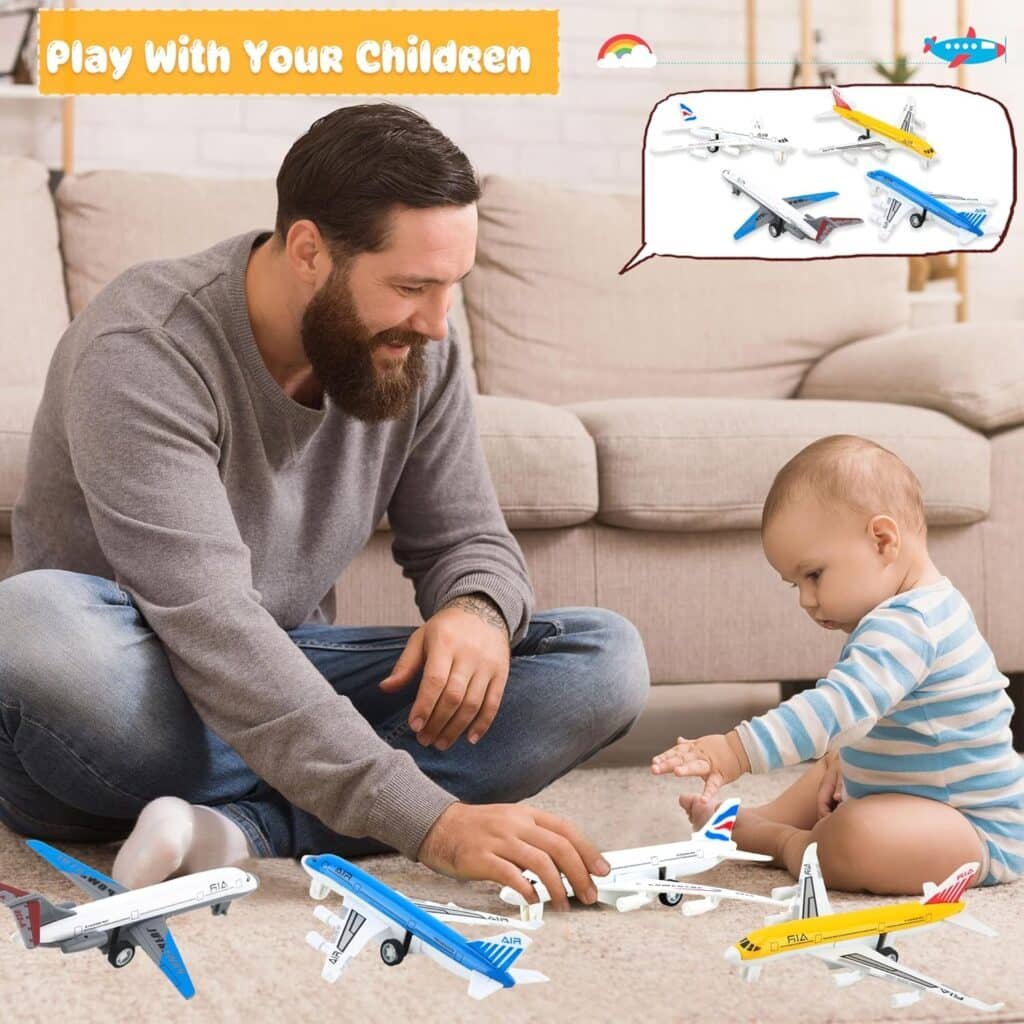 8 Pcs 6 inch Pull Back Airplane Toys Mini Diecast Airplanes Metal Planes Model Airlines Plane Toys for Kids Birthday Party Favor Gifts