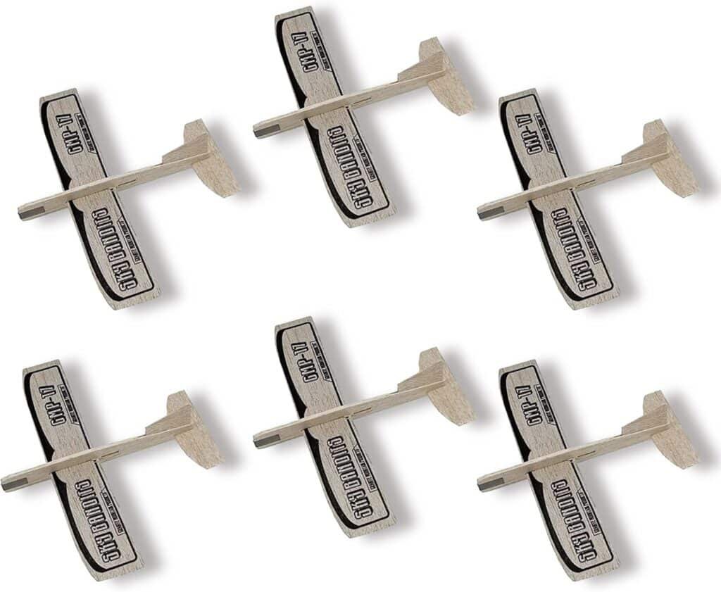 Balsa Wood Airplane Kits | Plane Toys Set - 6 Small Balsa Glider | Set of 6 Balsa Wood Airplane Gliders | Model Toy Airplane Kit | Balsa Wood Airplanes Perfect for Party Favors, Parties, and BBQs