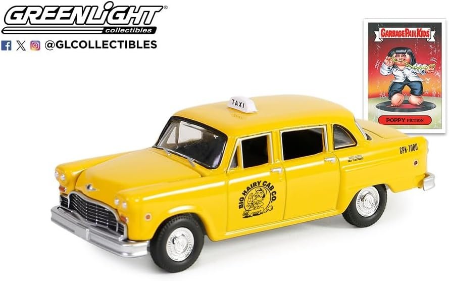 Collectibles Greenlight 54100-A Garbage Pail Kids Series 6 - Poppy Fiction - 1977 Checker Taxicab 1:64 Scale Diecast with Collector Sticker Card