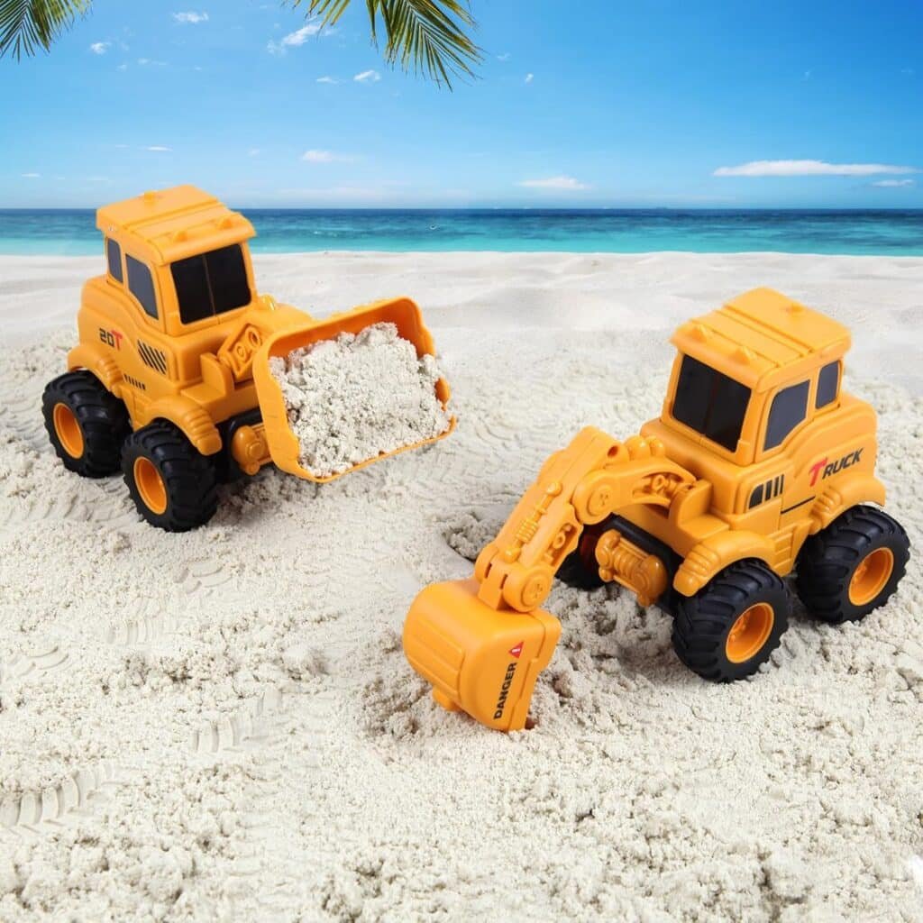 Construction Toys for 2 3 4 5 6 + Year Old Boys Kids Toddlers Girls, Sandbox Excavator Toy Trucks Construction Truck Toys Vehicles Bulldozer Road Roller Toy Christmas Birthday Gifts for Boys