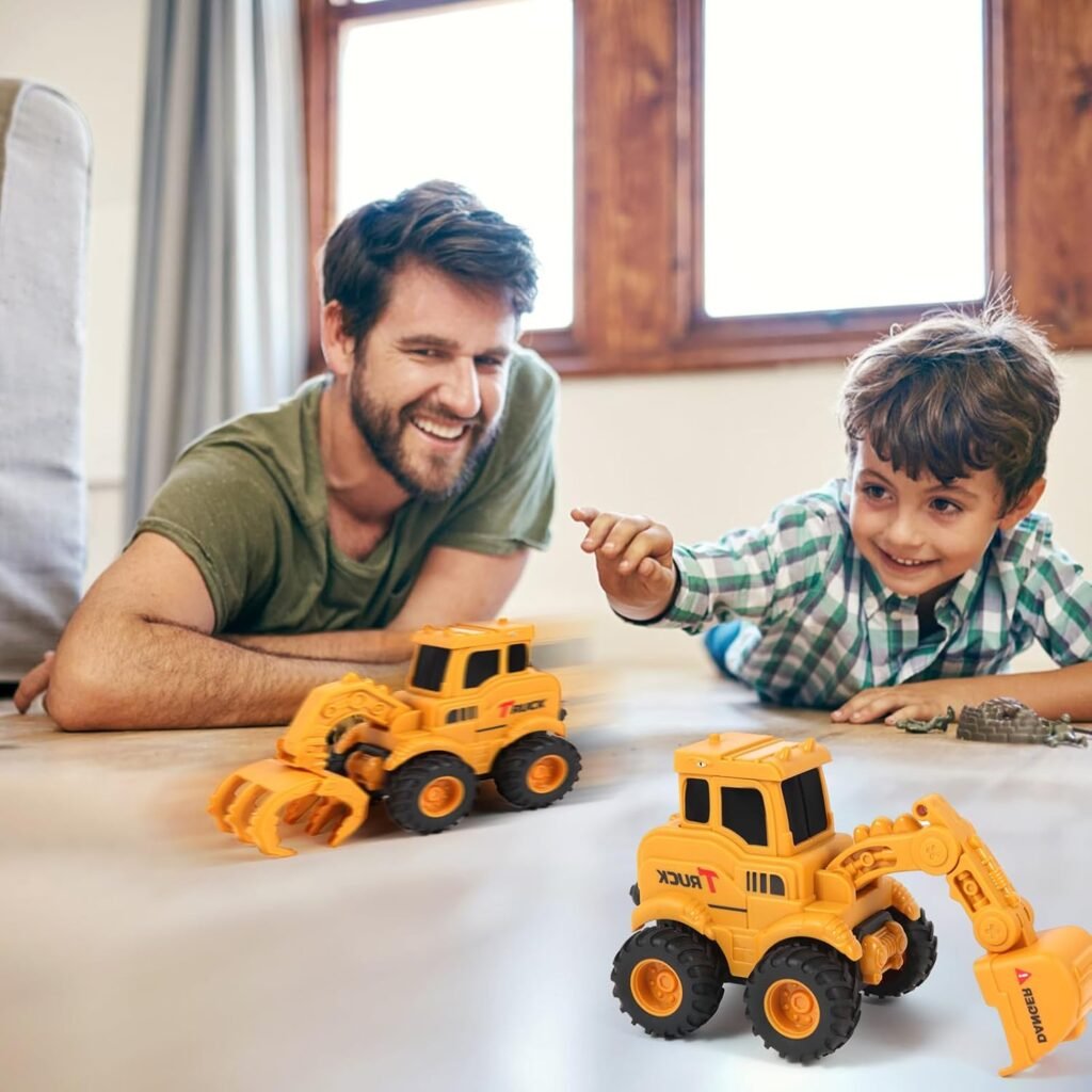 Construction Toys for 2 3 4 5 6 + Year Old Boys Kids Toddlers Girls, Sandbox Excavator Toy Trucks Construction Truck Toys Vehicles Bulldozer Road Roller Toy Christmas Birthday Gifts for Boys