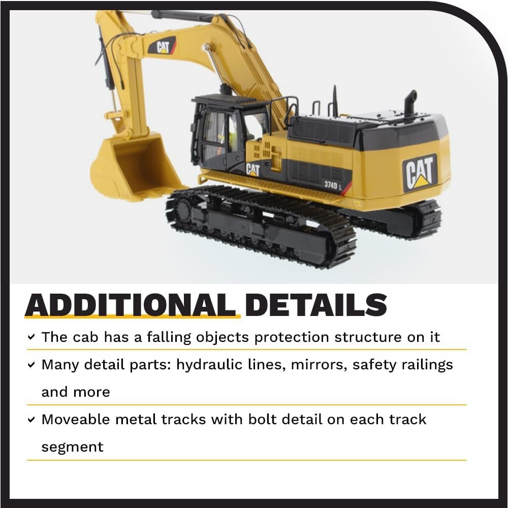 Diecast Masters 1:50 Scale Caterpillar 374D L Excavator | High Line Series Cat Trucks  Construction Equipment Model 85274