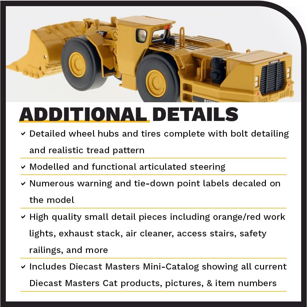 Diecast Masters Caterpillar R1700G LHD Underground Wheel Loader, Core Classics Series Cat Trucks  Construction Equipment | 1:50 Scale Model Diecast Collectible Model 85140C