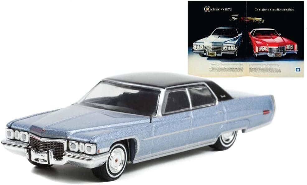 Greenlight 39100-D Vintage Ad Cars Series 7-1972 Caddy Sedan deVille “Caddy for 1972. One Great Car After Another” 1:64 Scale Diecast