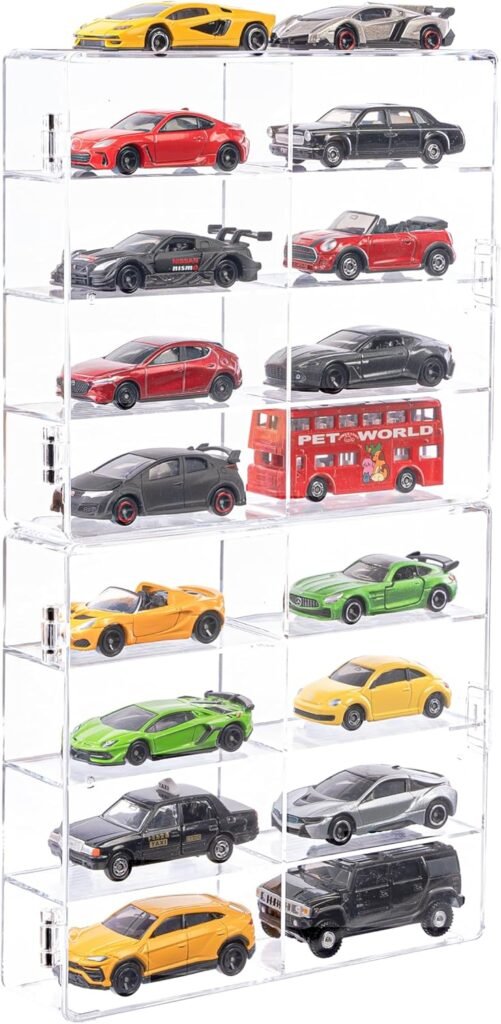 Hot 1/64 Scale Matchbox Wheels Toy Car Display Case Holds 32 Toy Cars Storage Organizer，Dustproof，Clear Matchbox Toy Car Display Box 6.5 X 7.5 X 1.6 inches 4pcs
