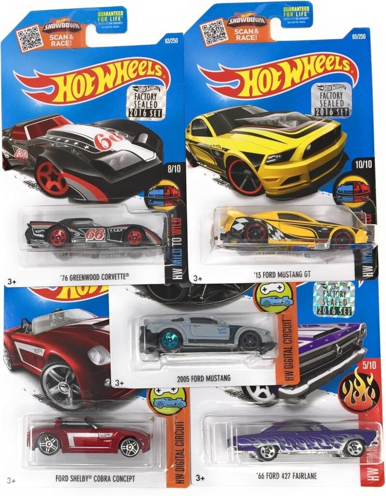 Hot Wheels Muscle Car Madness 5 Pack Random Diecast Bundle Set with Various Corvettes, Mustangs, Camaros, Chargers, GTOs, Firebirds, Shelby, and More