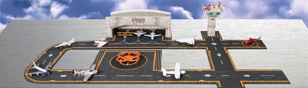 Hot Wings F-16 Thunderbird with Connectible Runway,Red/White/Blue