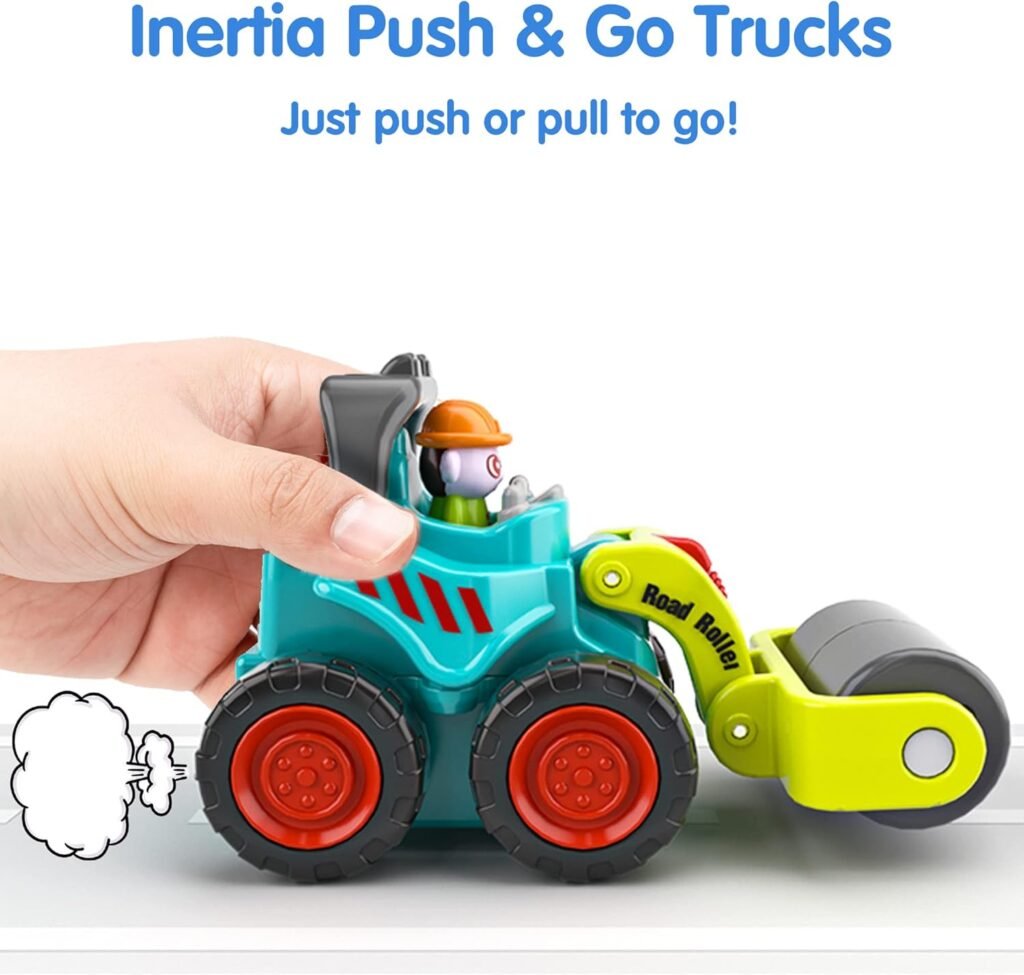 iPlay, iLearn Toddler Construction Toy Trucks, Baby Mini Push Go Cars W/Playmat, Kid Pocket Construction Vehicle, Little Excavator Dump Bulldozer, Birthday Gifts for 6 9 12 18 Month 1 2 3 Year Old Boy