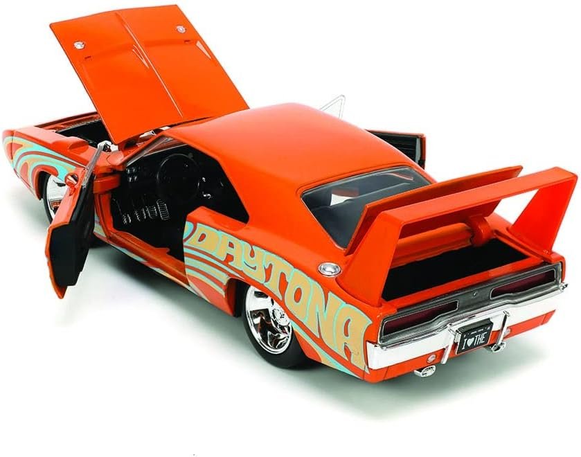 Jada Toys I Love The 60’s 1:24 1969 Dodge Charger Daytona Die-Cast Car, Toys for Kids and Adults, Orange