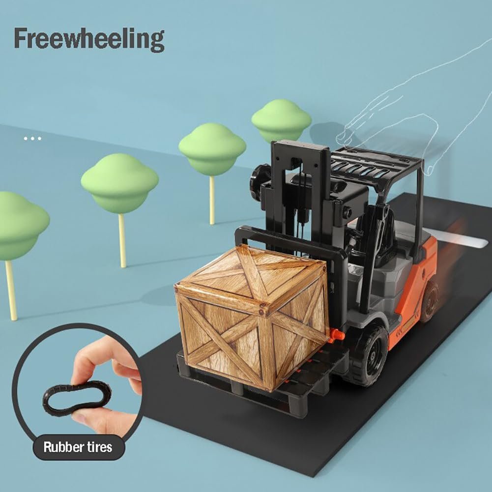 Liberty Imports Toy Forklift Truck with Pallet  Cargo - 1:22 Scale Friction Powered Wheels  Manual Lifting Control - Warehouse Lifting Vehicle for Kids Play