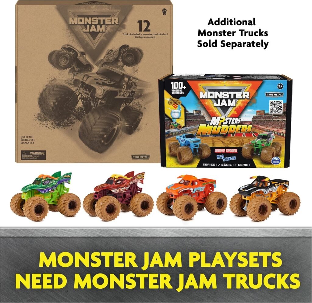 Monster Jam Garage Playset and Storage with Exclusive Grave Digger Monster Truck, Lights  Sounds, Kids Toys for Boys and Girls Ages 4 and Up