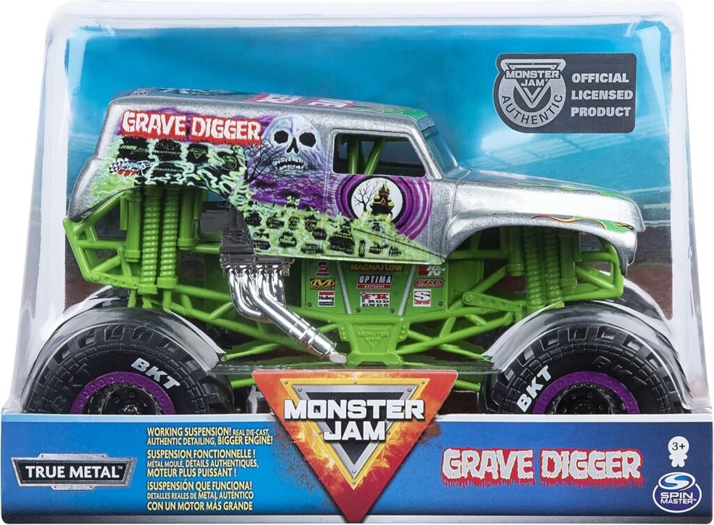 Monster Jam, Official Grave Digger Monster Truck, Die-Cast Vehicle, 1:24 Scale