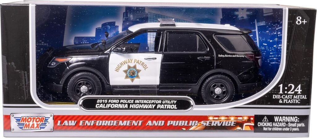 Motormax 76955 1/24 Scale 2015 Ford Police Interceptor Utility Police SUV California Highway Patrol CHP Diecast Model Car