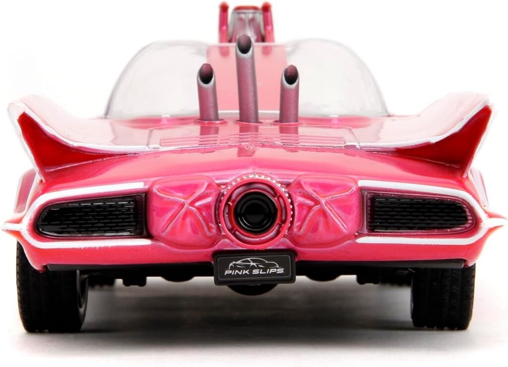 Pink Slips W7 1:24 Classic TV Series Batmobile Die-Cast Car w/Base, Toys for Kids and Adults(Pink)