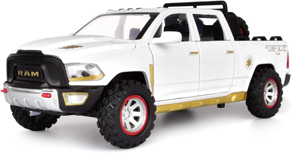 RAM 1500 Pickup Truck Toys for Boy Age 4-7 Diecast Metal Model Trucks Open Door Pull Back Toy Cars with Lights and Sound Gift for Kids 3-8 Years