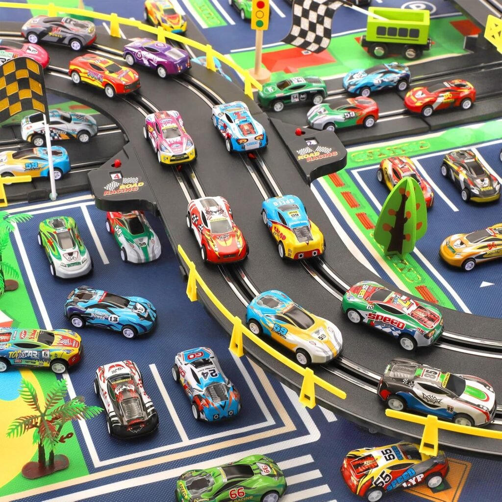 Toy Cars for Kids, 24Pcs Race Cars Pull Back Cars Playsets with Storage Bags,Party Favors Kids Prizes Fillers Bulk Gifts for Boys and Girls Car Game Treasure Chest