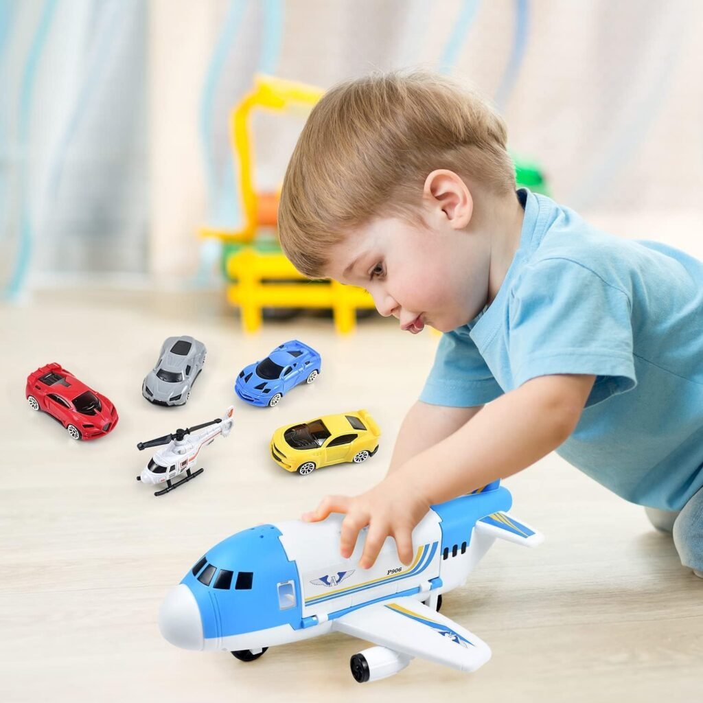 Tuko Transport Cargo Airplane Car Toy Play Set for 3+ Years Old Boys and Girls(Blue)