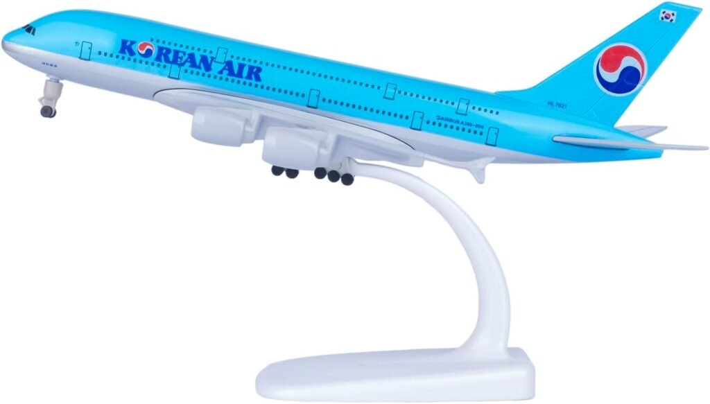 Modefling 1/400 Scale Plane Models Korean Air A380 Model Diecast Model Airplanes for Adults Model Planes Die-cast Airplanes for Home/Office Décor