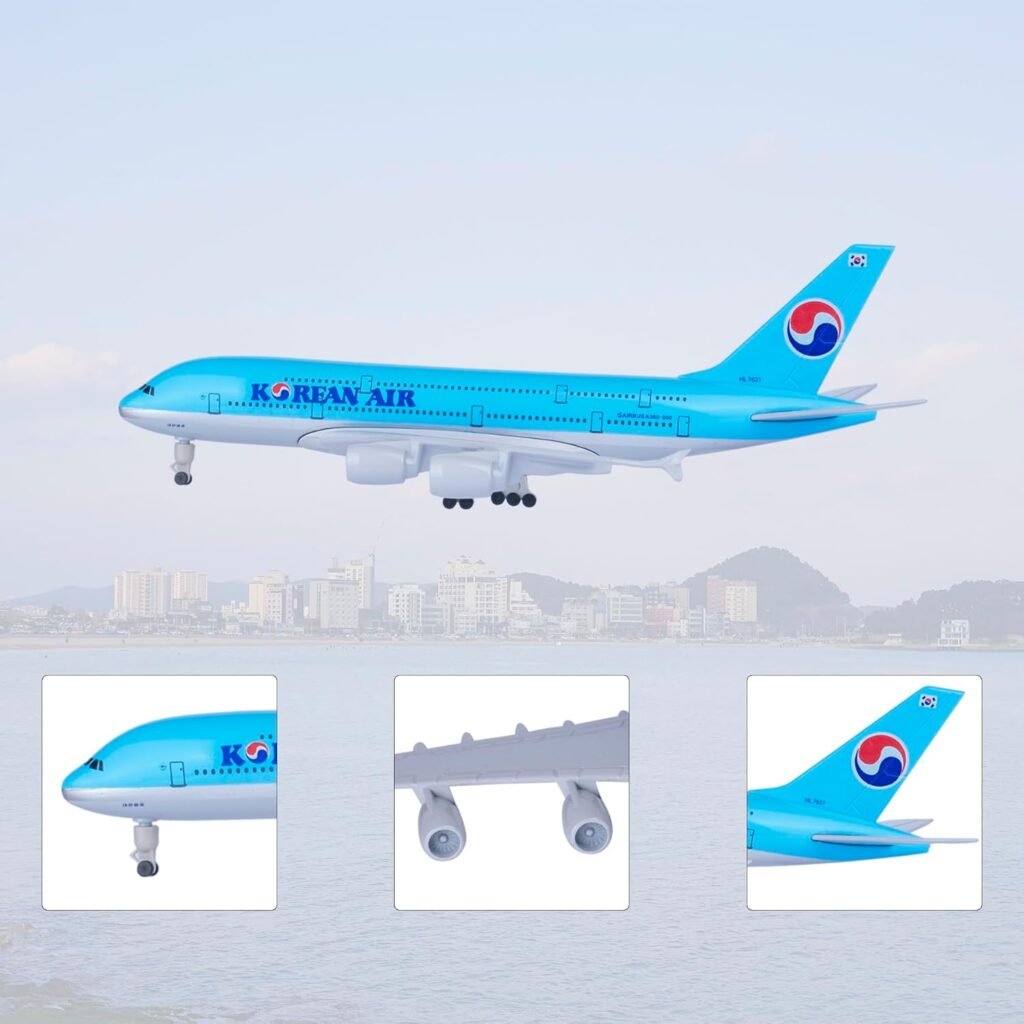 Modefling 1/400 Scale Plane Models Korean Air A380 Model Diecast Model Airplanes for Adults Model Planes Die-cast Airplanes for Home/Office Décor